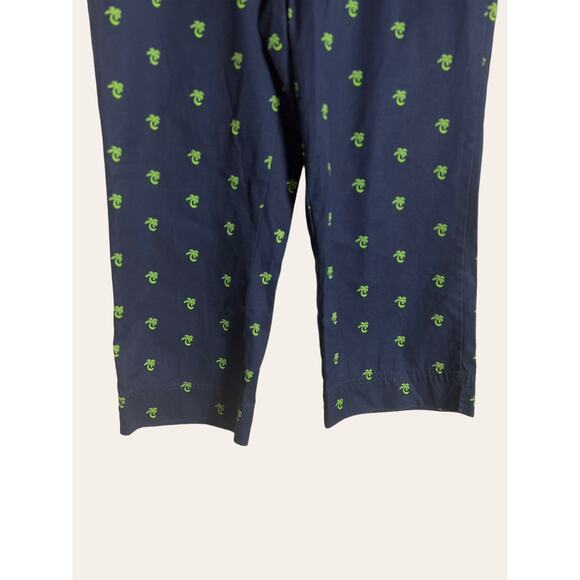 Lilly Pulitzer Navy Palm Tree Embroidered Mid Rise Cropped Capri Pants Size 10 - Picture 3 of 7